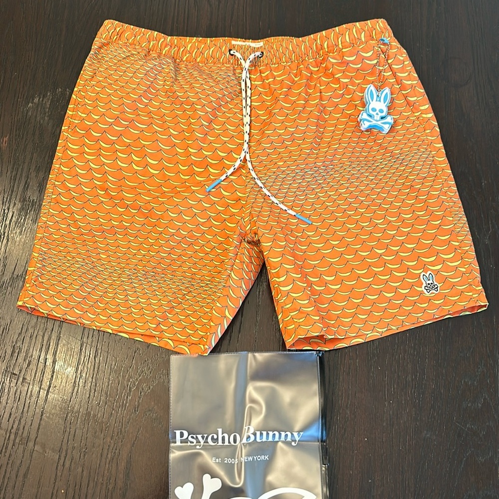 Psycho Bunny Men’s Swim Trunks 2xl with Pouch